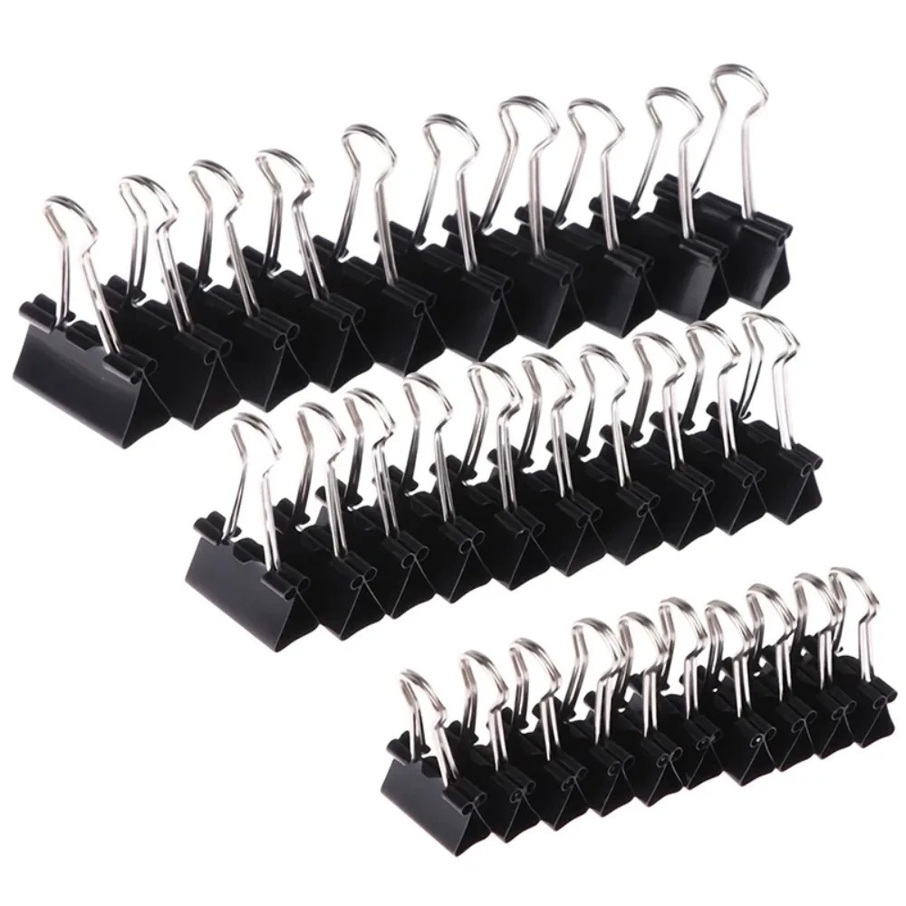 Binder Clip Assorted - 10개입 접이식 금속 바인더 클립 블랙